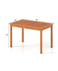 Gouun Rectangular Patio Dining Table for 4-6 with Slatted Top