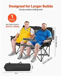 Mecale Double Camping Chair for Two 660 lbs with Dual Cup Holders
