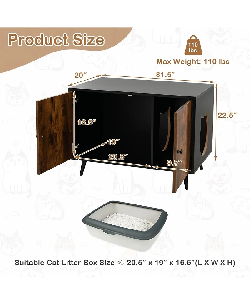 Cozito Cat Litter Box Enclosure Industrial Divider Side Entry