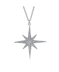 Bling Jewelry Celestial Pave Cubic Zirconia Cz North Star Burst Pendant Necklace