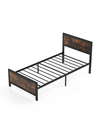Sugift Twin Size Metal Bed Frame with Headboard and Footboard