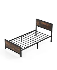 Sugift Twin Size Metal Bed Frame with Headboard and Footboard