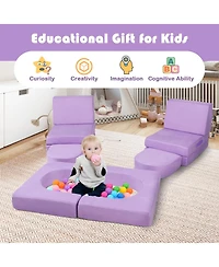 Sugift 8-Piece Modular Kids Play Couch with Comfy Suede Fabric