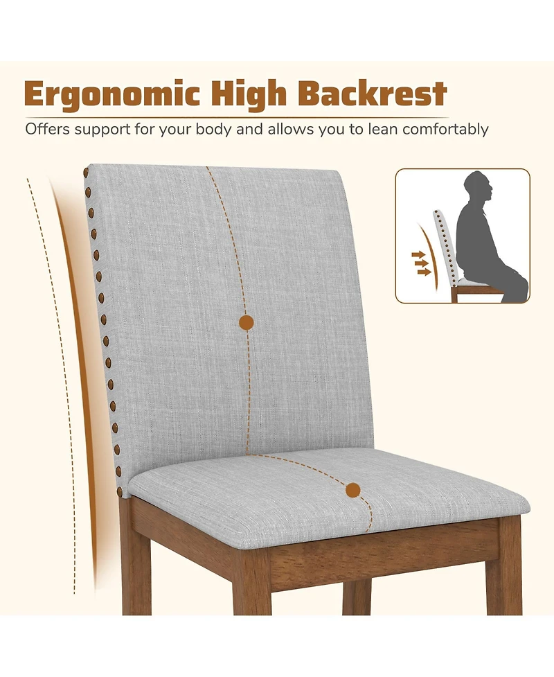 Sugift Set of 2 Upholstered Dining Chairs with Padded Seat for Living Room