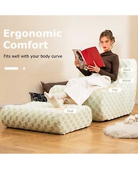 Sugift Bean Bag Chair with Ottoman and High Elasticity Sponge