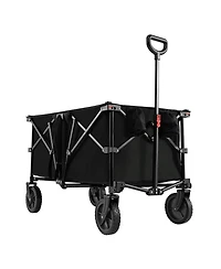 Sugift 38 Inch 400 Lbs Heavy-Duty Collapsible Wagon Cart with Adjustable Handle for Camping Garden
