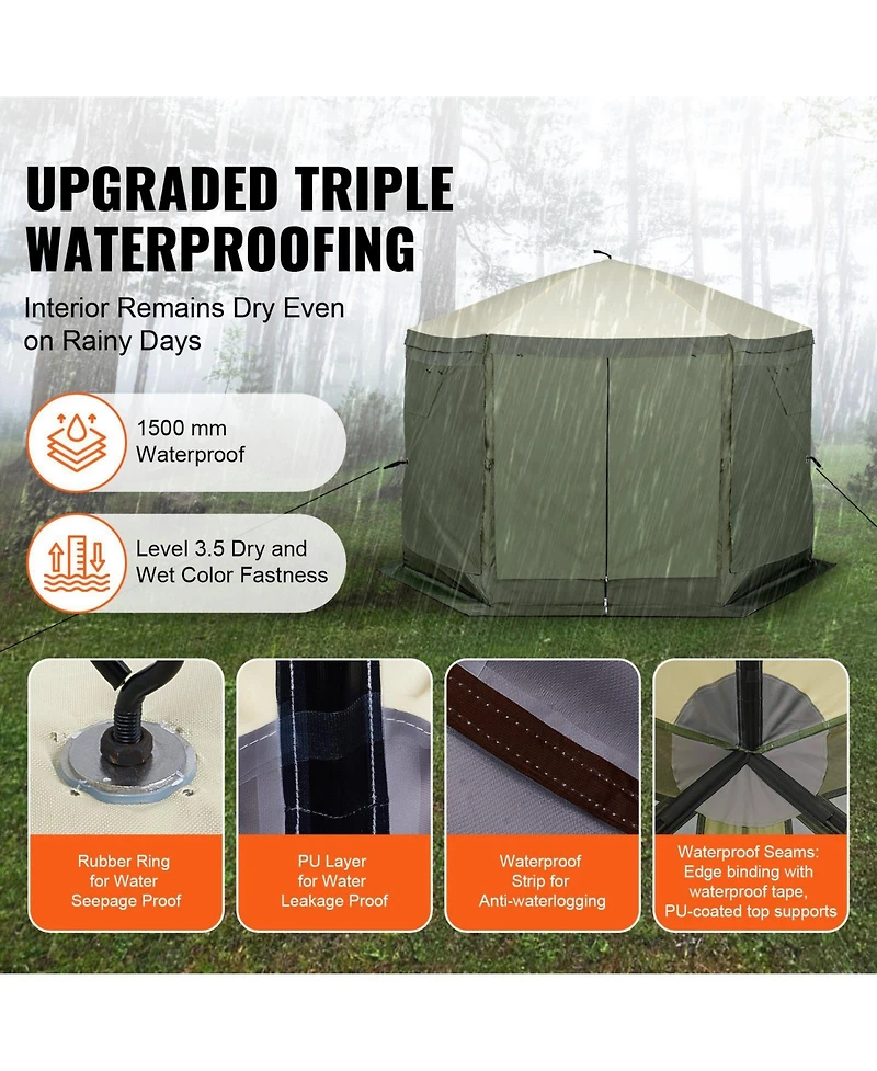 Mecale 10x10 Ft Pop Up Gazebo Tent 6-Sided with Mosquito Netting