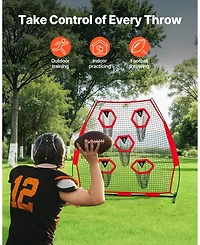 Mecale 7 x 7 Ft Football Throwing Net with 5 Target Pockets