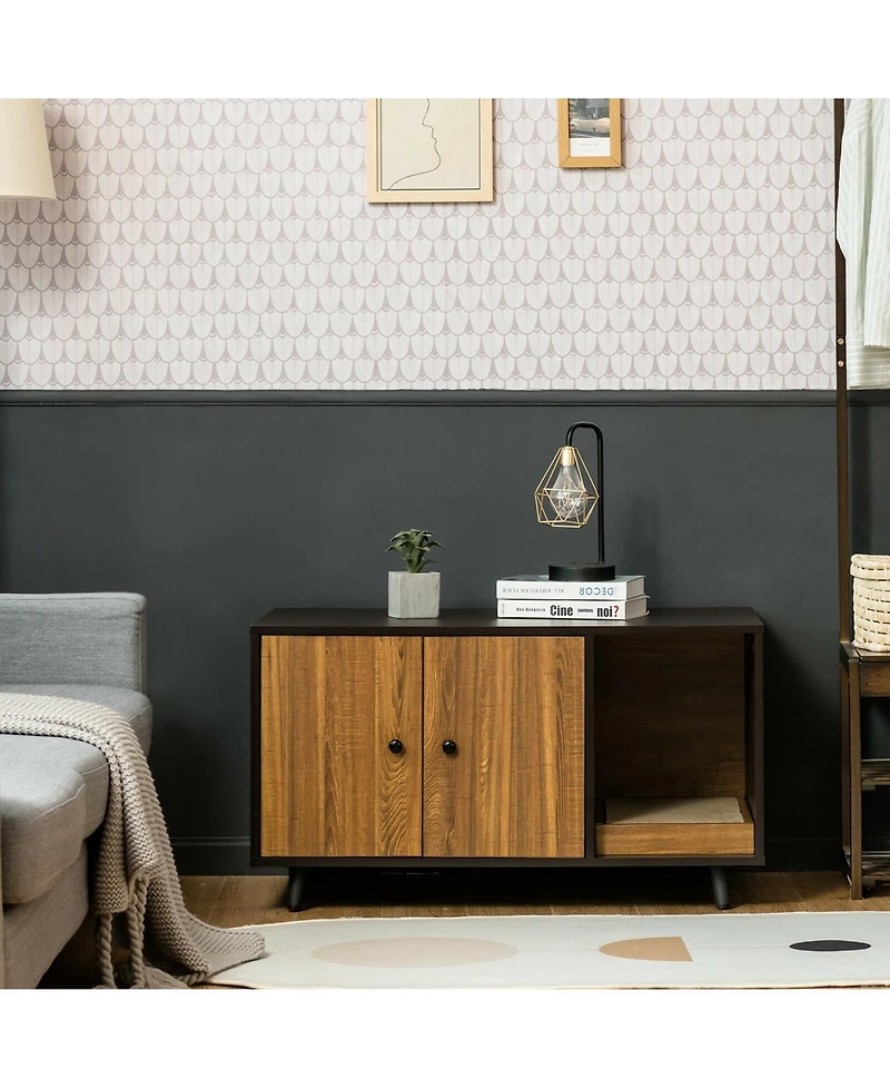 Cozito Cat Litter Box Enclosure 20x20x35 in Divider Double Door