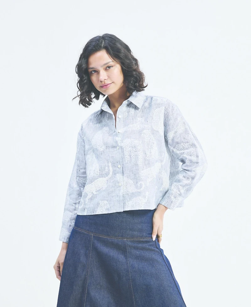 Reistor Women's Oversized Boxy-fit Shirt Animal Print