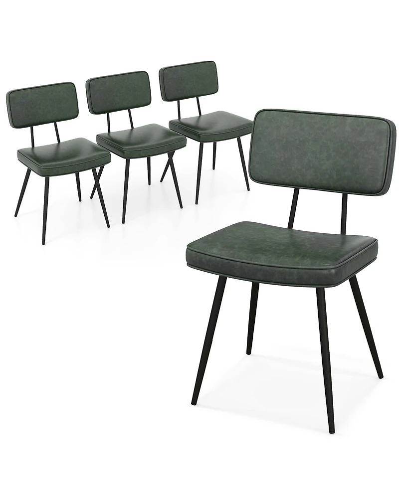 Gymax Dining Chairs Set of 4 Width Pu Leather Cover Filled Sponge Waterfall Seats