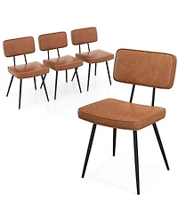 Gymax Dining Chairs Set of 4 Width Pu Leather Cover Filled Sponge Waterfall Seats
