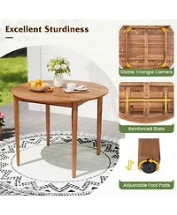 Gouun 5-Piece Acacia Wood and Pe Rattan Patio Dining Set with Cushions