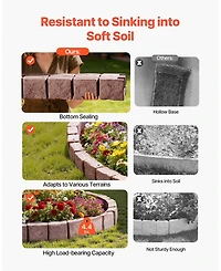 Sugift Faux Stone Landscape Edging, 46.8 x 3.9 in, Flexible Brick-Sized Lawn Edging
