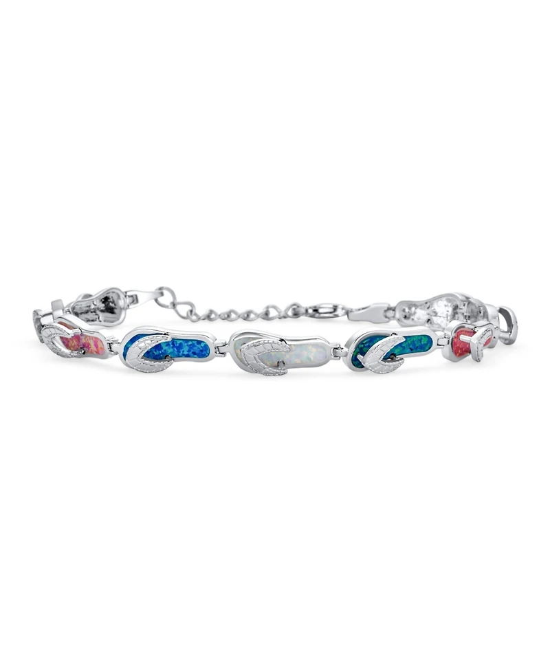 Bling Jewelry Tropical Vacation Beach Multi Color Flip Flop Sandal Created Synthetic Opal Bracelet