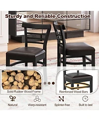 Sugift Set of 2 Wooden Dining Chair with Rubber Wood Legs for Restaurant