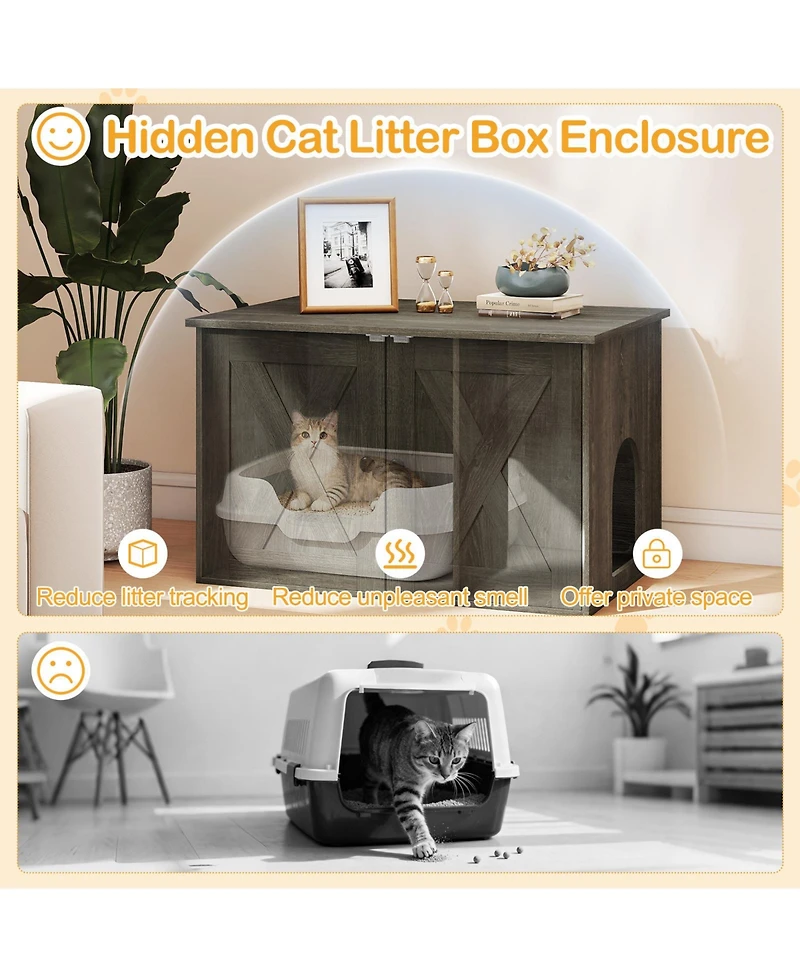 Cozito Hidden Cat Litter Box Enclosure 31.5 in with Divider