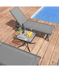Sugift Patio Table with Tempered Glass Top and Heavy Duty Metal Frame