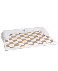 FunnyFuzzy Cream Square Plaid Cozy Dog Mat Furniture Protector Cover