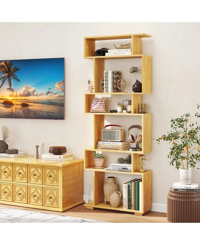 Sugift 6-Tier Geometric Bookshelf with 2 Anti-Tipping Kits for Home Office