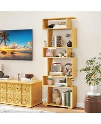 Sugift 6-Tier Geometric Bookshelf with 2 Anti-Tipping Kits for Home Office