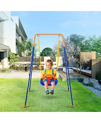 Gouun 3-in-1 Foldable Toddler Swing Set with Metal Frame and Sandbags for Ages 3