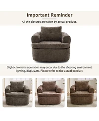 Rainsken Chenille Fabric 360degree(s) Swivel Round Chair, 36.6" Accent Barrel Sofa Chair with Dual-Layer Cushion for Living Room