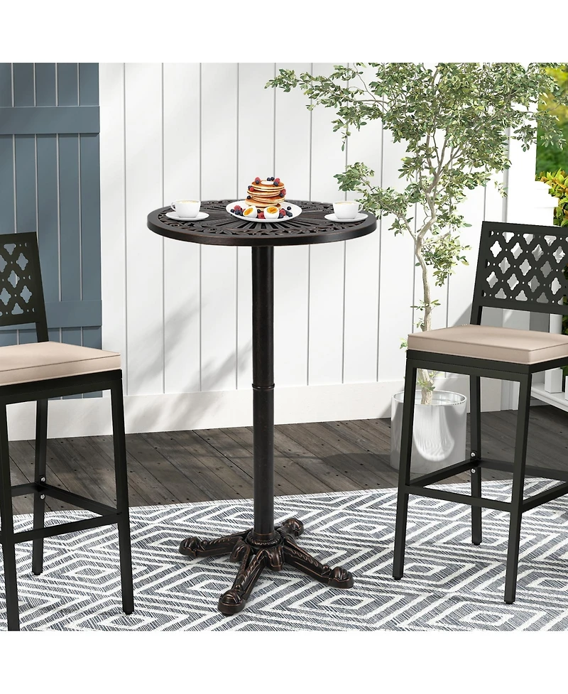 Slickblue 41.5 Inch Patio Round Bar Table Cast Aluminum Bistro Table for Garden