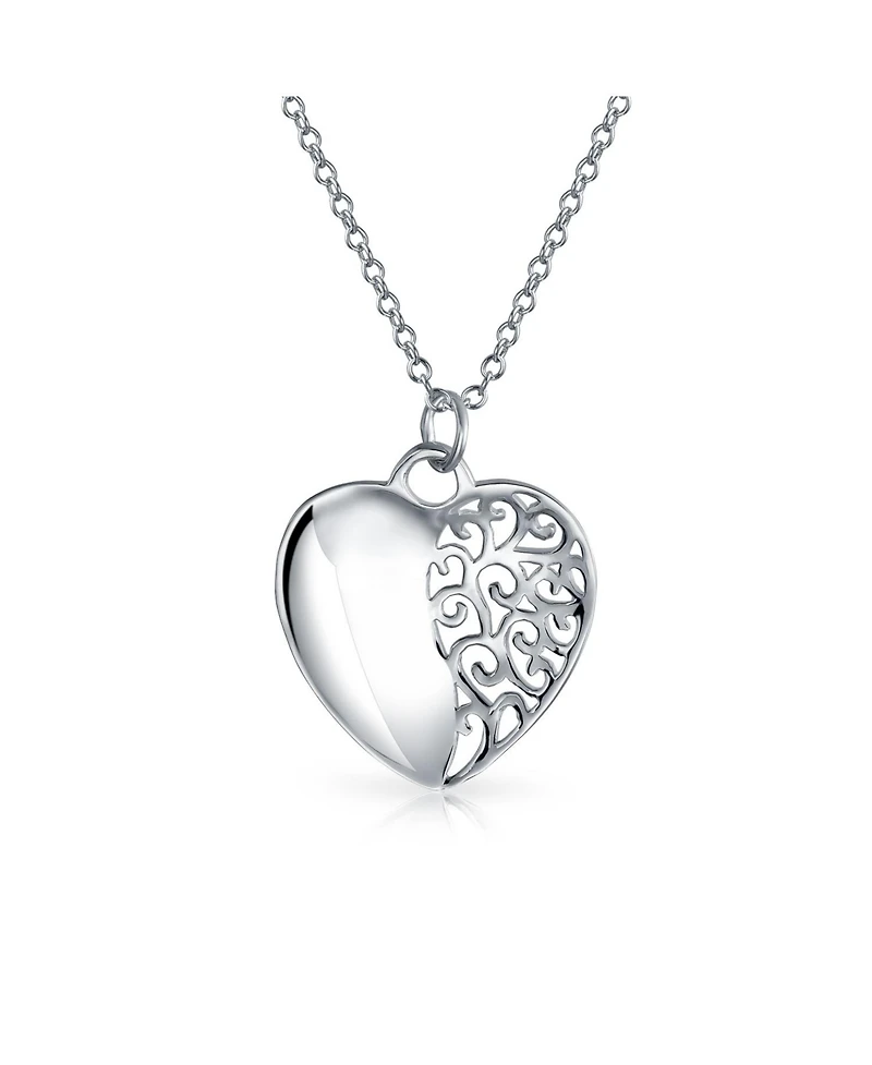 Bling Jewelry Inspirational Words Heart Shape Mother Daughter Forever Pendant Necklace Sterling Silver