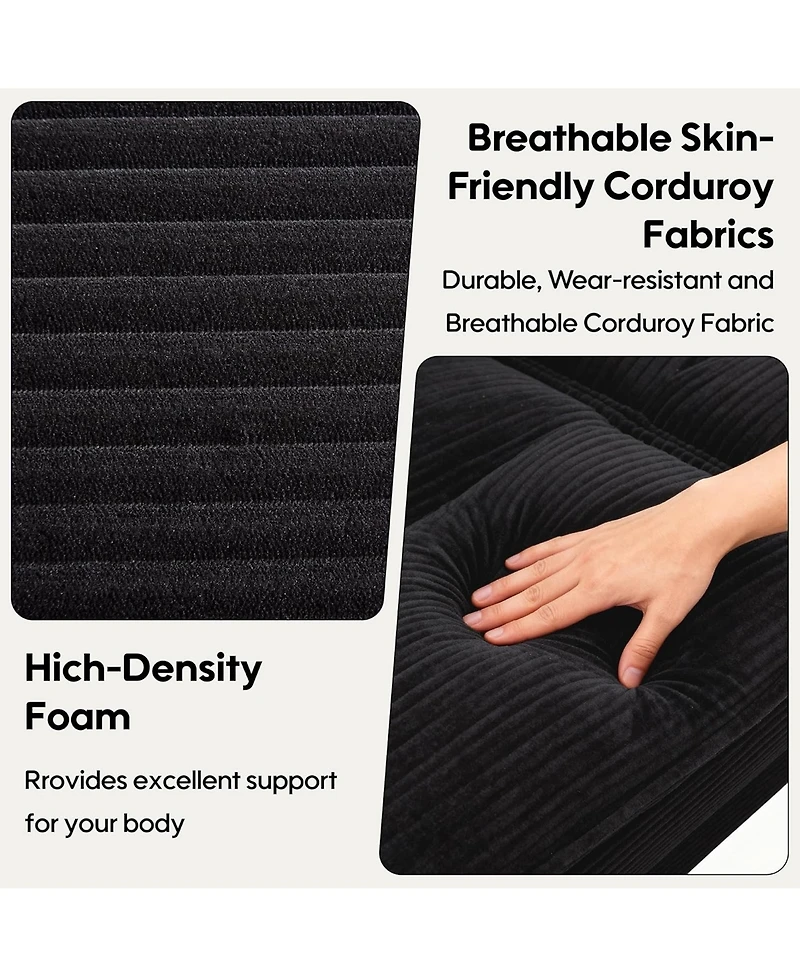 Rainsken Modern Corduroy Loveseat Sofa, Comfy Upholstered Deep Seat Couch with 2 Pillows for Living Room and Home Office