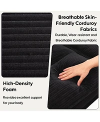 Rainsken Modern Corduroy Loveseat Sofa, Comfy Upholstered Deep Seat Couch with 2 Pillows for Living Room and Home Office