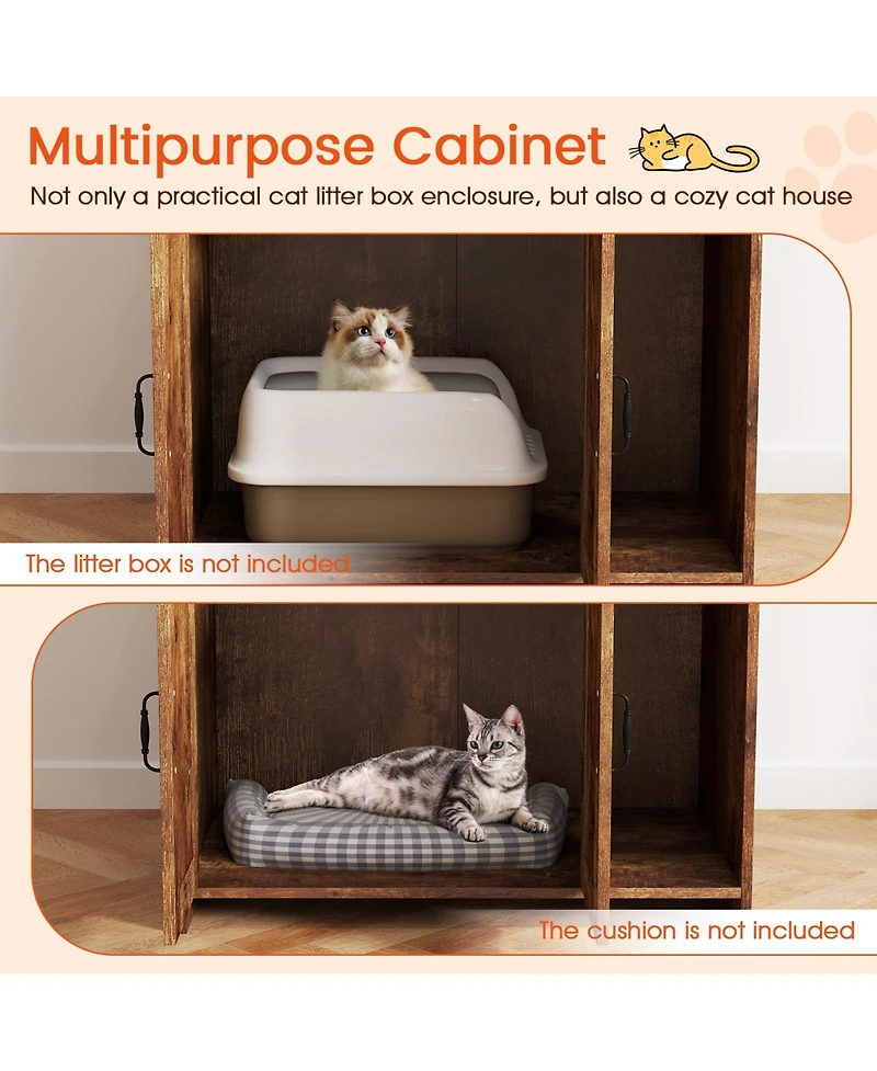 Cozito Cat Litter Box Enclosure 51 in Industrial Shelves Condo