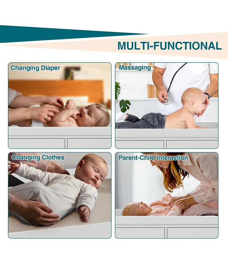 gaomon Baby 6-Drawer Nursery Dresser and Changing Table, Removable Top, Changing Pad Included.