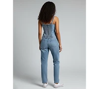 Blank Nyc Women's Square Neck Sleeveless Cotton Denim Top