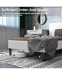 Sugift Platform Bed with Button Tufted Headboard