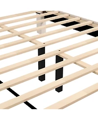 Sugift Bed Frame with Storage Drawer and Vertical Channel Headboard