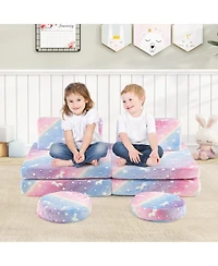 Sugift Modular Kids Play Couch Set Glow in the Dark with Portable Handles