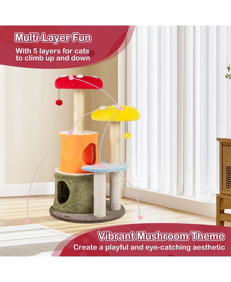 Cozito Cat Tree 43 inch with Two Condos and Padded Platforms