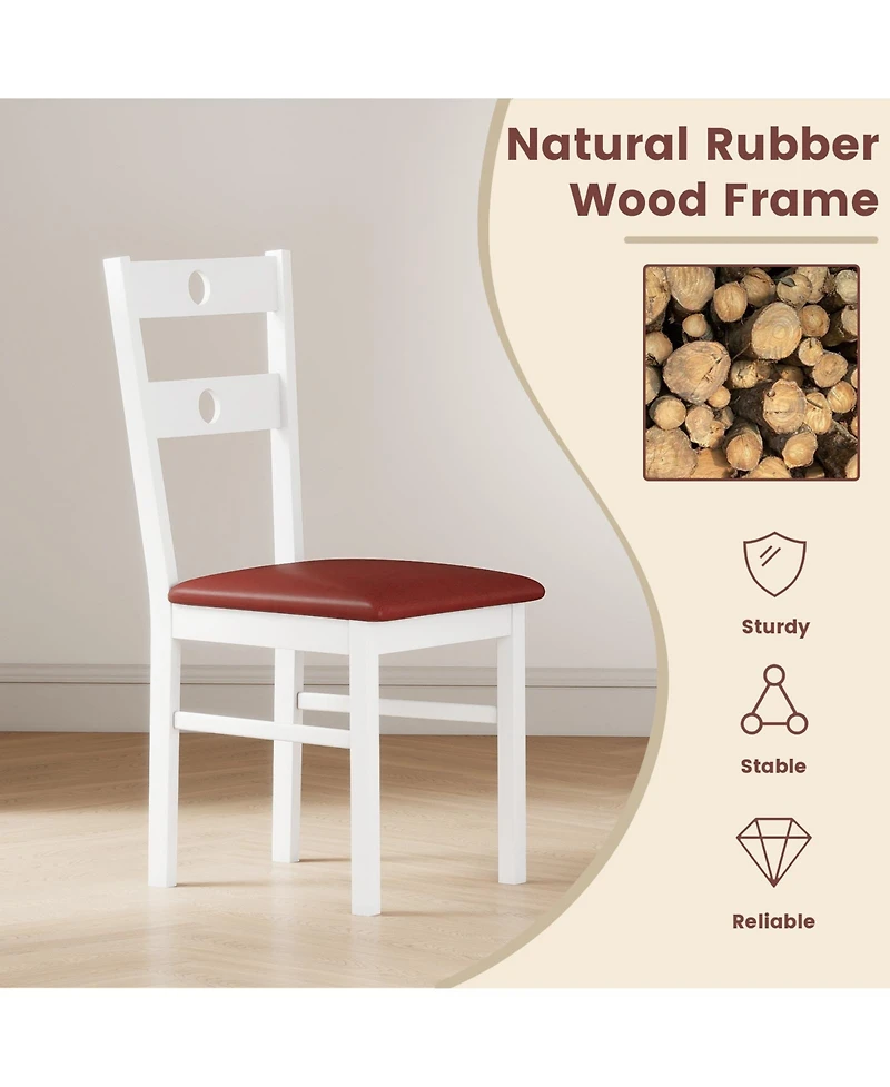 Sugift Wooden Dining Chairs Set of 2 Armless Kitchen Chairs with Hollowed Backrest