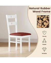 Sugift Wooden Dining Chairs Set of 2 Armless Kitchen Chairs with Hollowed Backrest