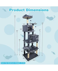 Cozito Cat Tree 58 inch Modern with Plush Perch and 2 Condos