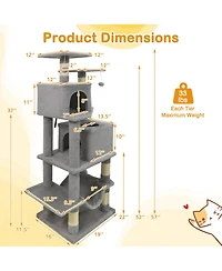 Cozito Cat Tree 57 in with 2 Condos Hammock and Hanging Balls