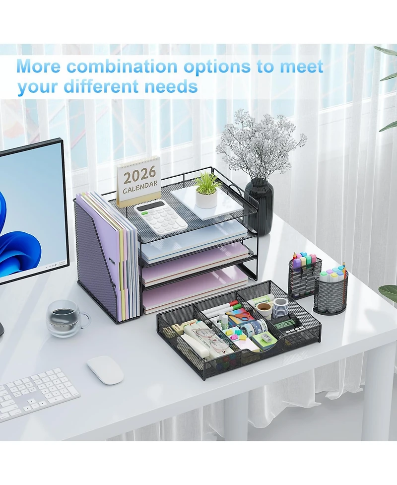 Gnuadz Desk Organizer File Holder 4-Tier Drawer Pen Paper Storage