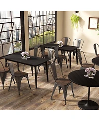 Gymax Tolix Style Metal Dining Chairs Set of 4 with Wood Seat and Removable Backrest