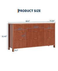 gaomon Farmhouse 9 Drawer Dresser, Fluted Wood Chest of Drawers, Slim Storage Organizer for Bedroom.