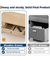 gaomon Light Wood Coffee Table with Drawer, 47.2" Center Table with Storage Shelf, Rustic Coffee Tables Long Living Room Furniture