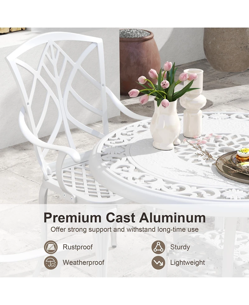 Sugift 5 Piece Patio Cast Aluminum Dining Set with Umbrella Hole
