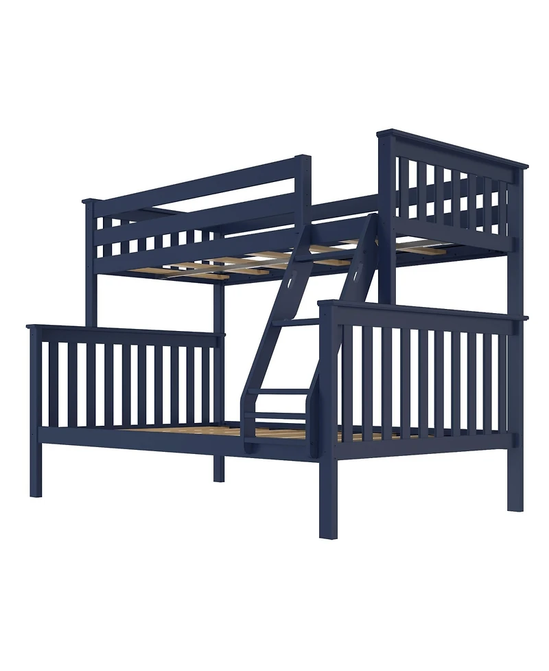 Max & Lily Bunk Bed Twin over Full Size, Solid Wood Beds with Ladder for Kids