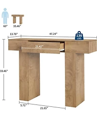 gaomon 47 in Long Console Table with Drawer, Wooden Rectangular Sofa Table Behind The Couch