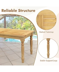 Gymax Patio Coffee Table with Solid Teak Wood Structure Slatted Tabletop for Backyard